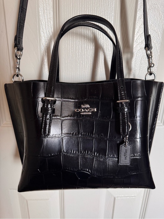 Coach Handbags - Coach Black Croc-Embossed Satchel with Removable Strap
